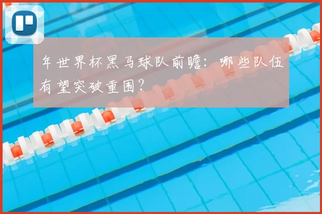 年世界杯黑马球队前瞻:哪些队伍有望突破重围?